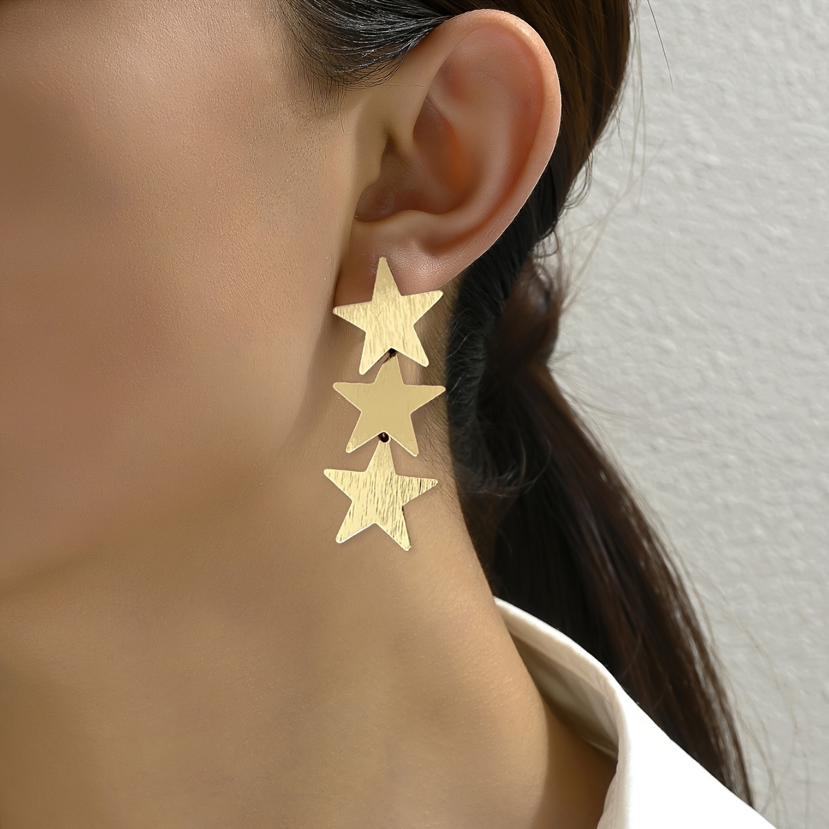 Vertical Stripe Star Earrings Set
